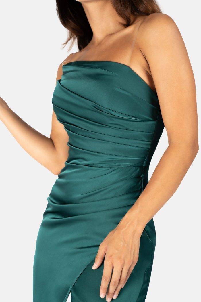 Prestije Maxikleid Satin mit Beinschlitz Begrenzt auf 3 Tage