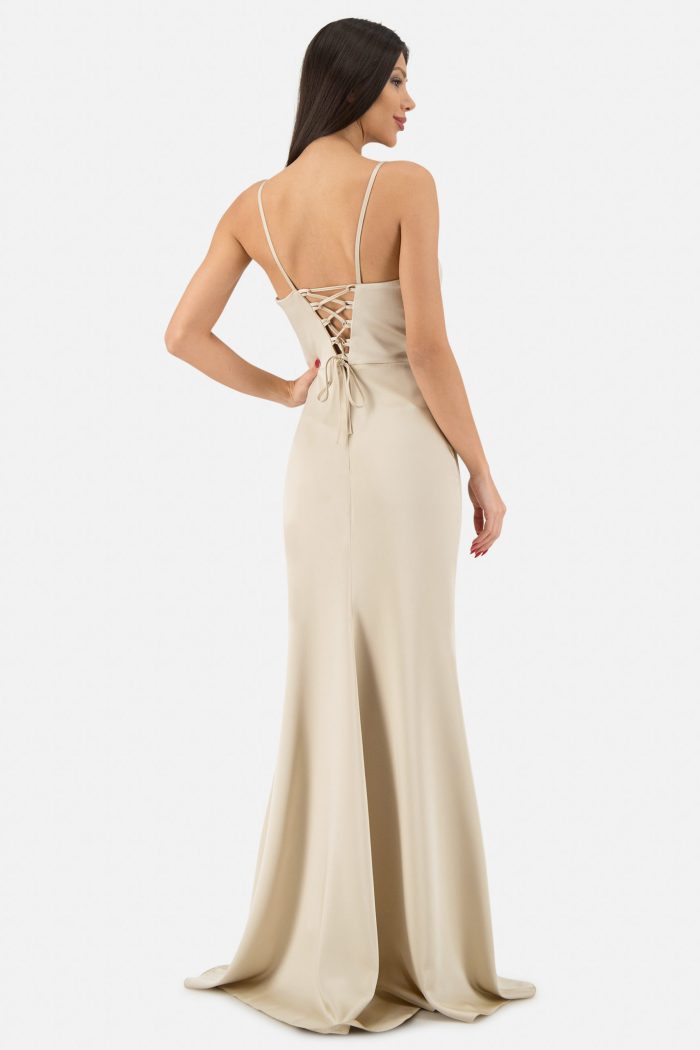 Prestije Satin Maxikleid drapiert zollfrei