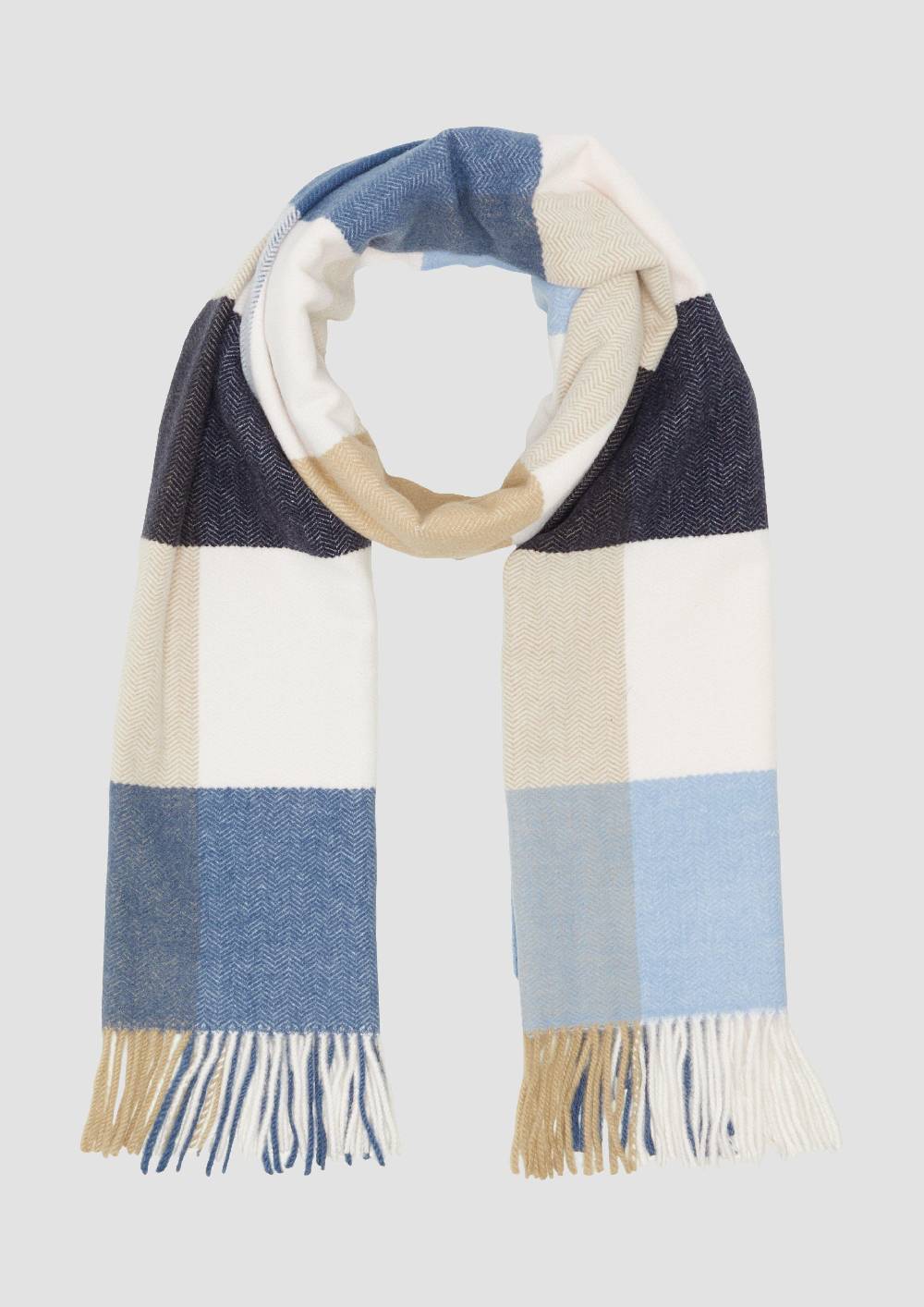 s.Oliver Karierter Schal mit Fransen Top Angebot