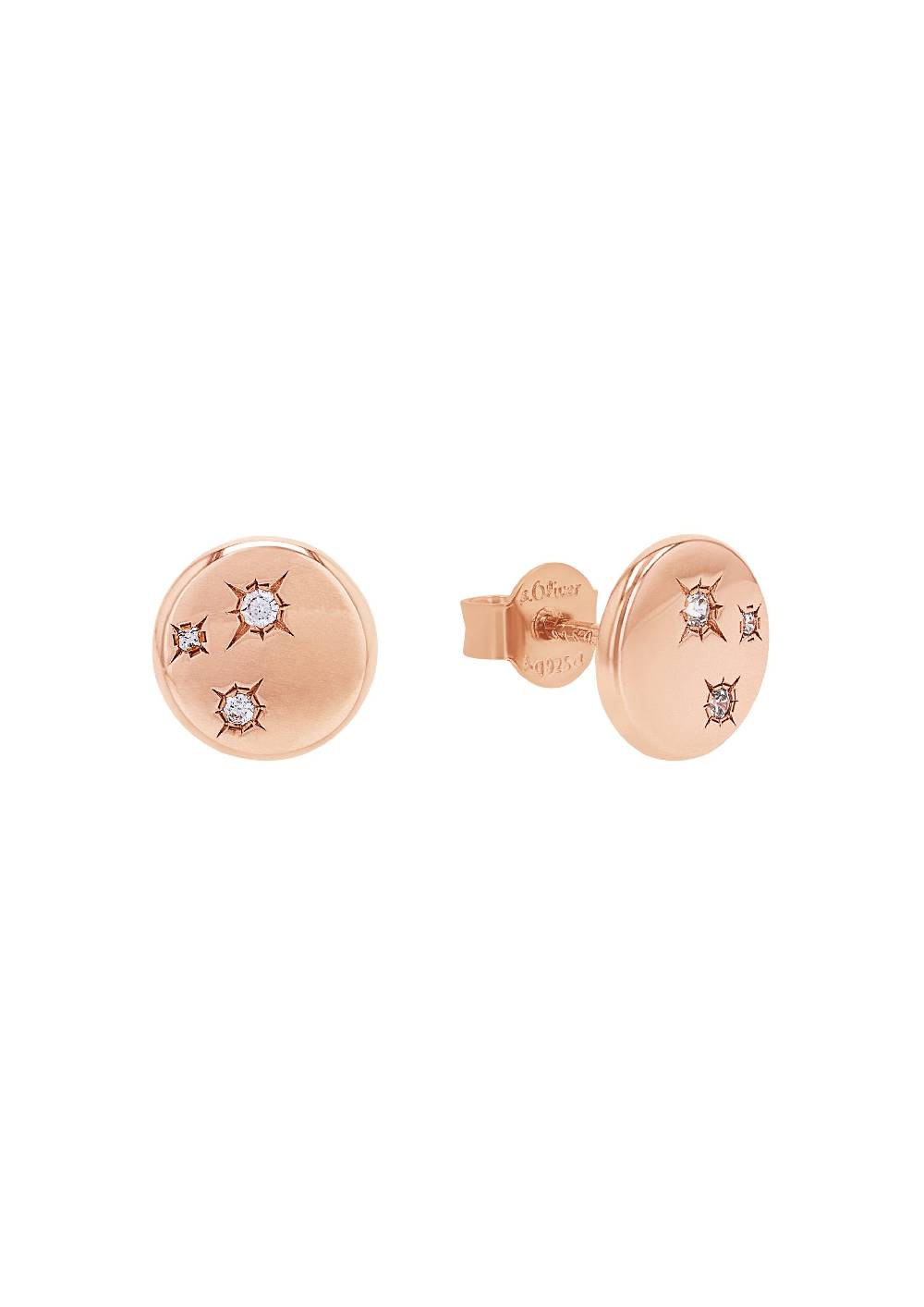 s.Oliver rosévergoldete Silber-Ohrstecker mit Stern-motiv Super Sparpreis