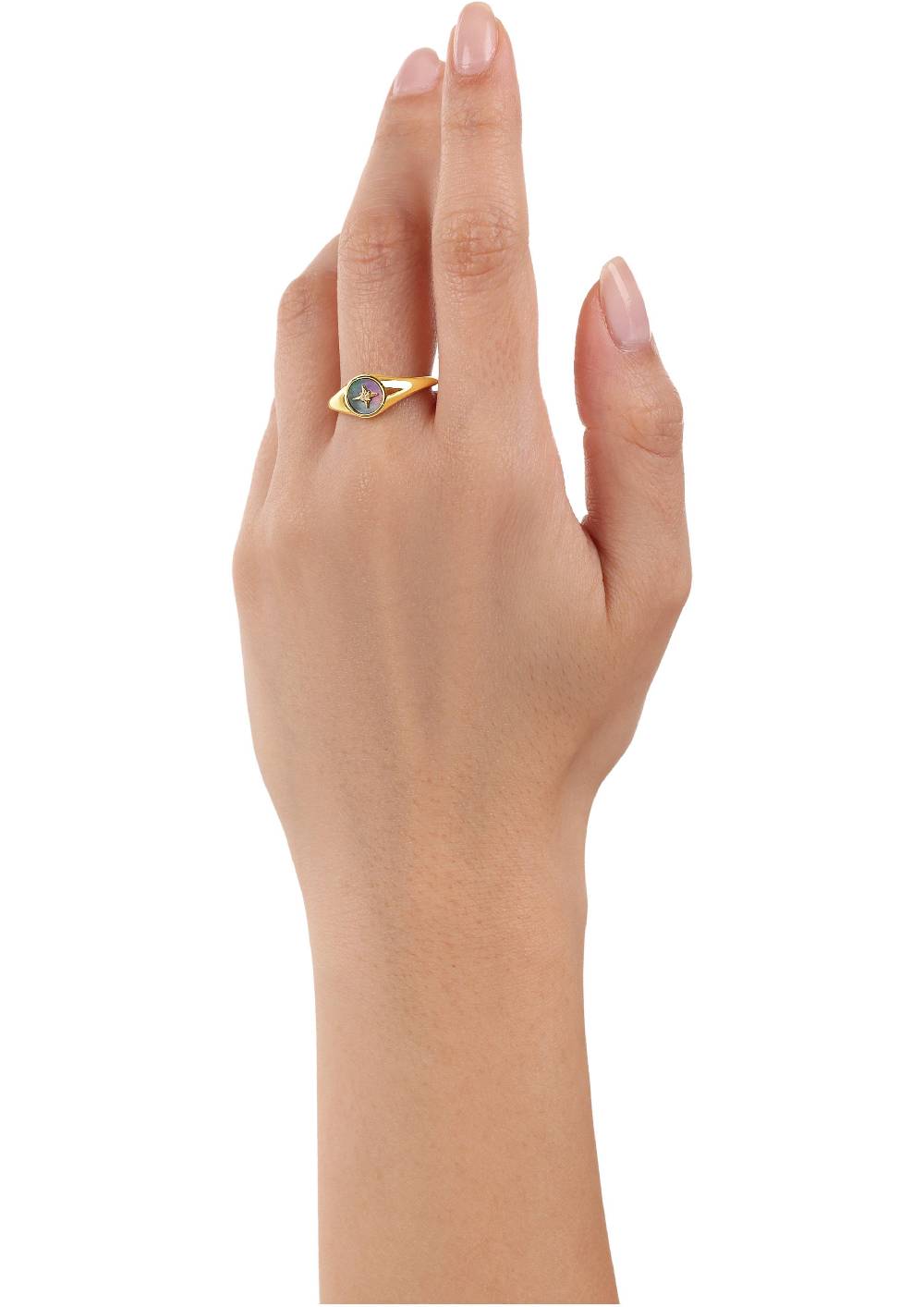 s.Oliver gelbvergoldeter Silber-Ring mit Stern-Motiv Zeitbegrenzte Promotion