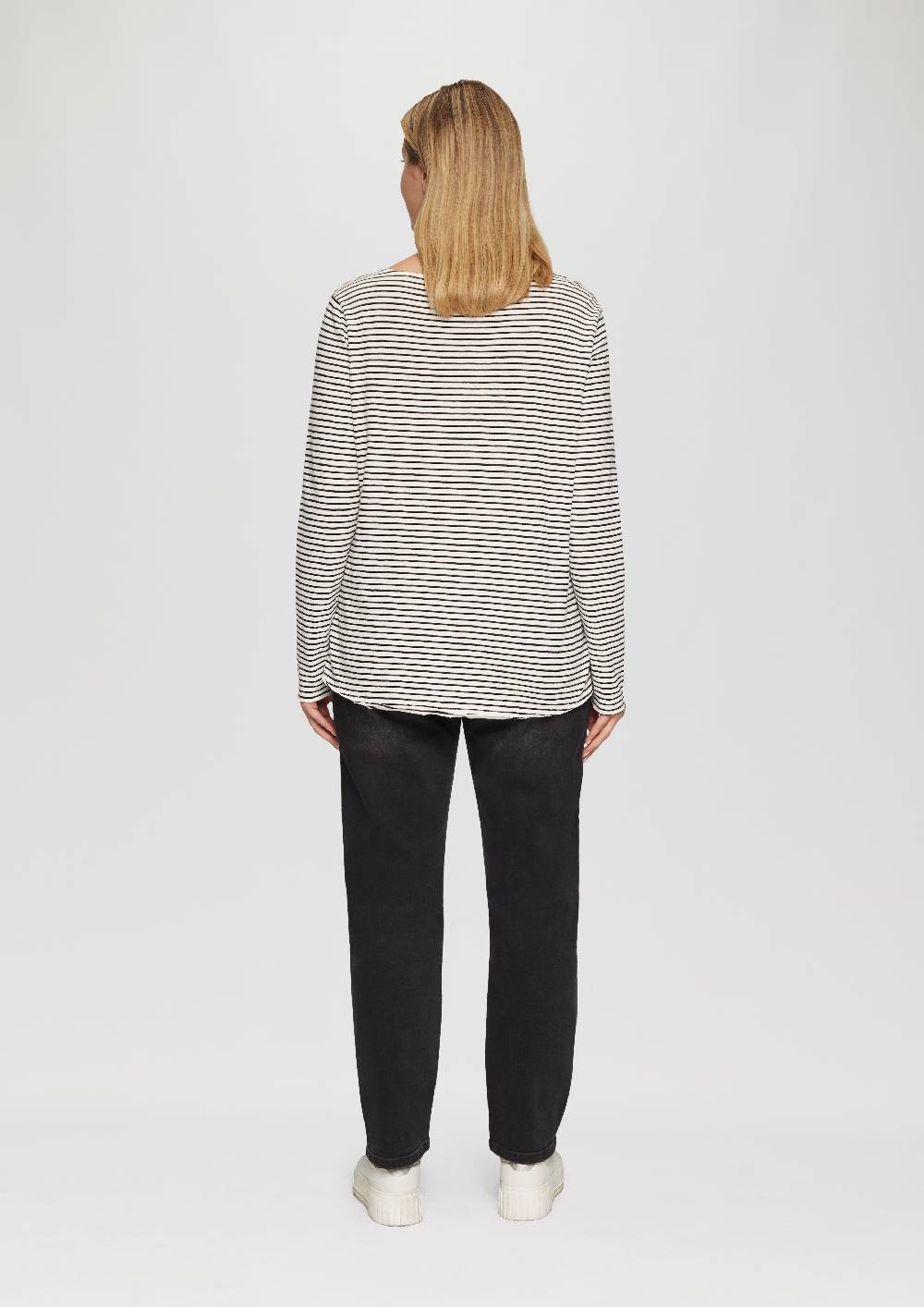 s.Oliver Longsleeve mit Flammgarnstruktur und Rundhalsausschnitt Rabatte dieses Monats