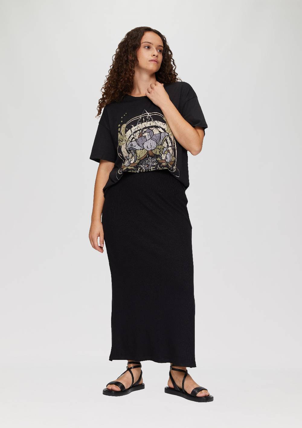 s.Oliver Print-T-Shirt mit überschnittenen Schultern Hotsell