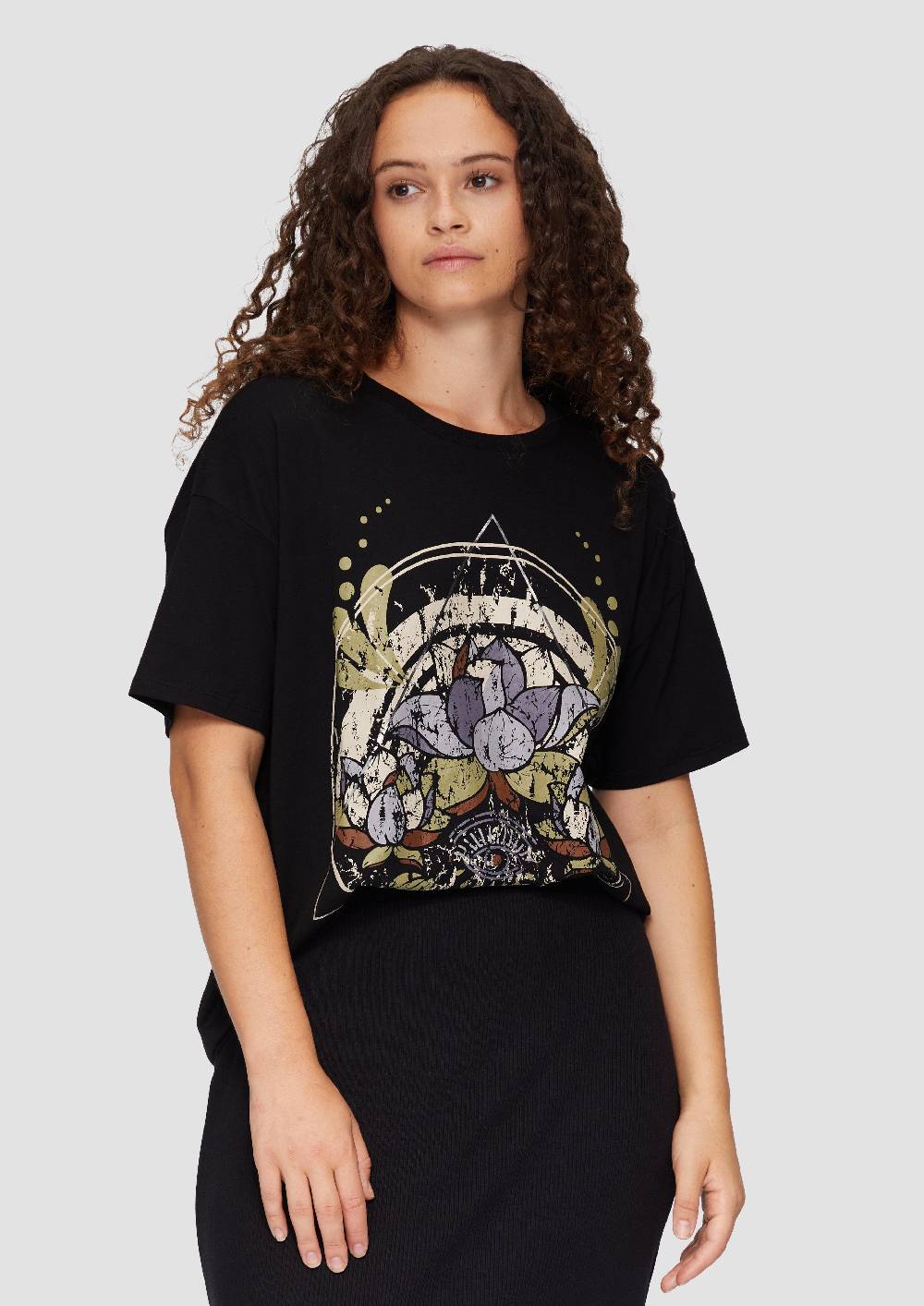 s.Oliver Print-T-Shirt mit überschnittenen Schultern Hotsell
