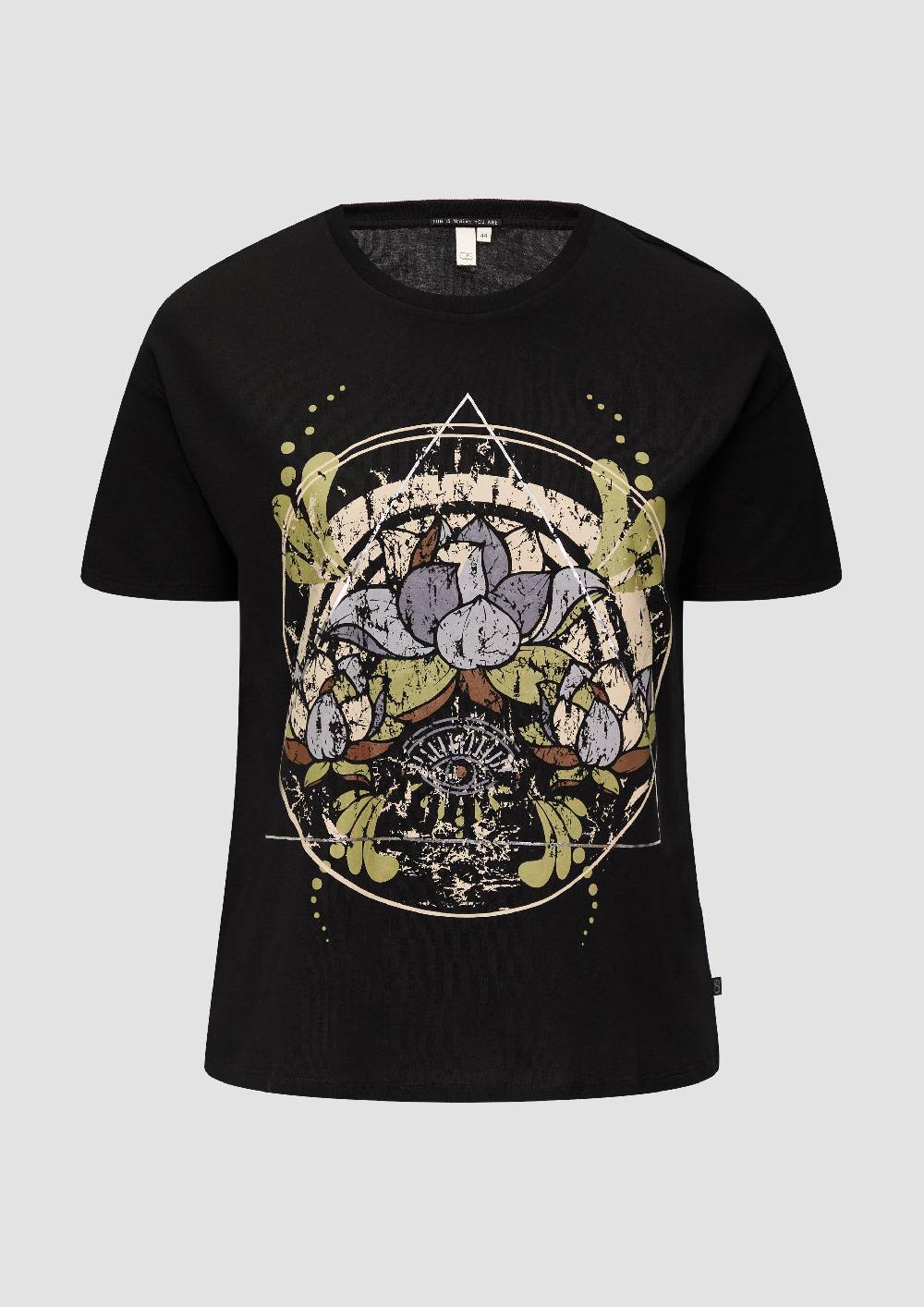 s.Oliver Print-T-Shirt mit überschnittenen Schultern Hotsell