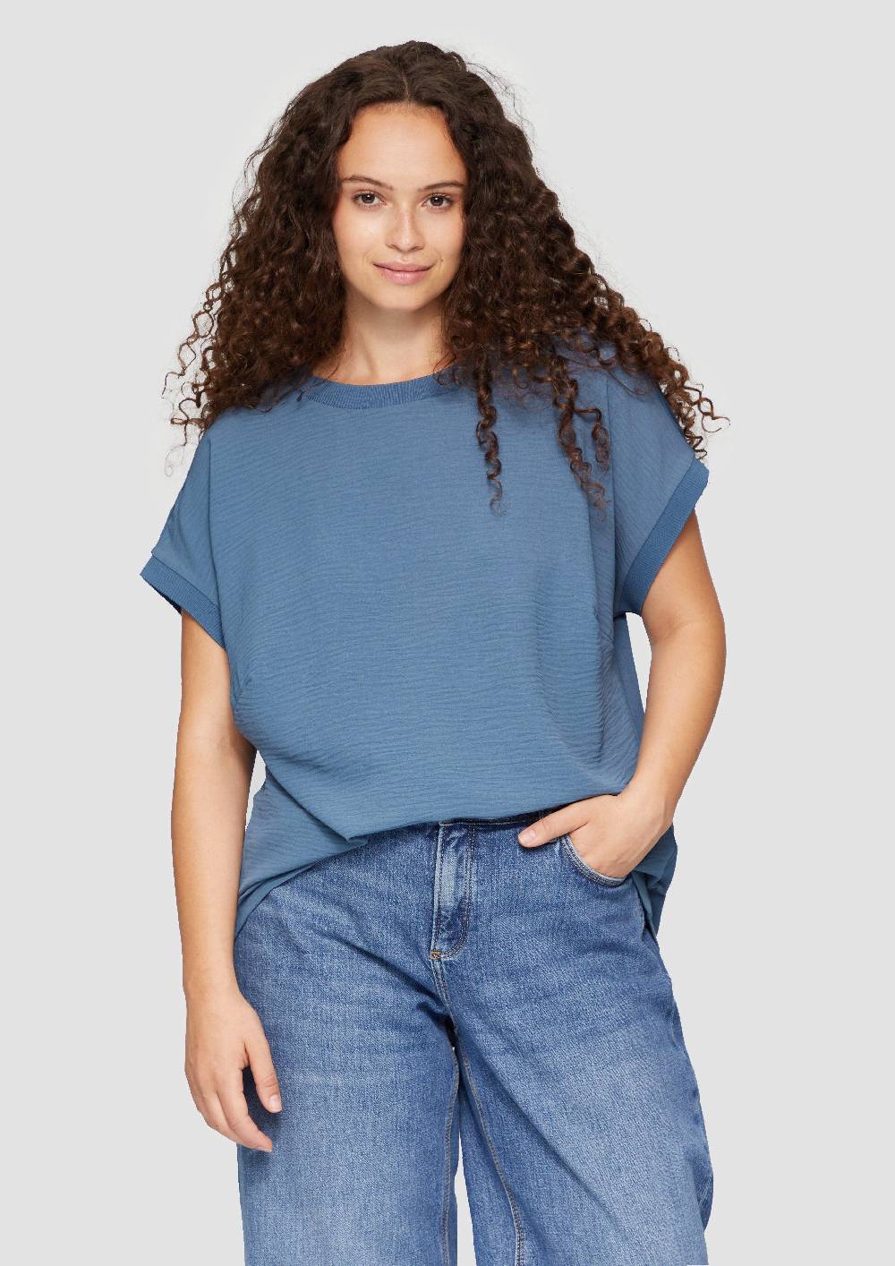 s.Oliver Materialmix-T-Shirt im Loose Fit Schlussverkauf