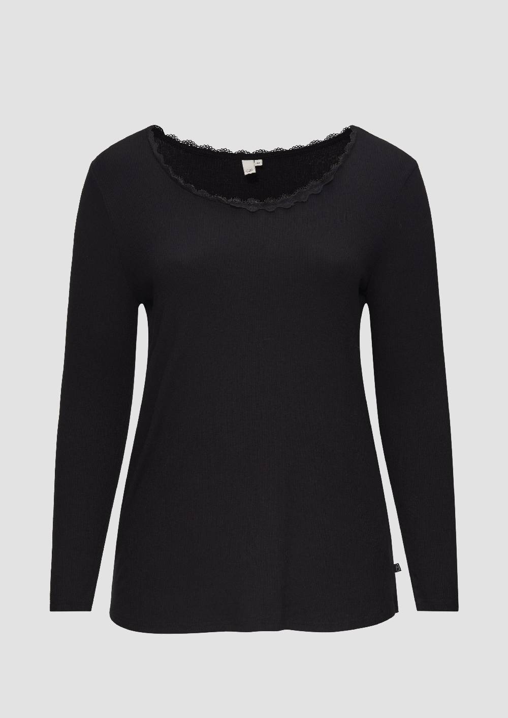 s.Oliver Rippshirt aus Viskosemix mit Spitzendetail Kostenloser Versand