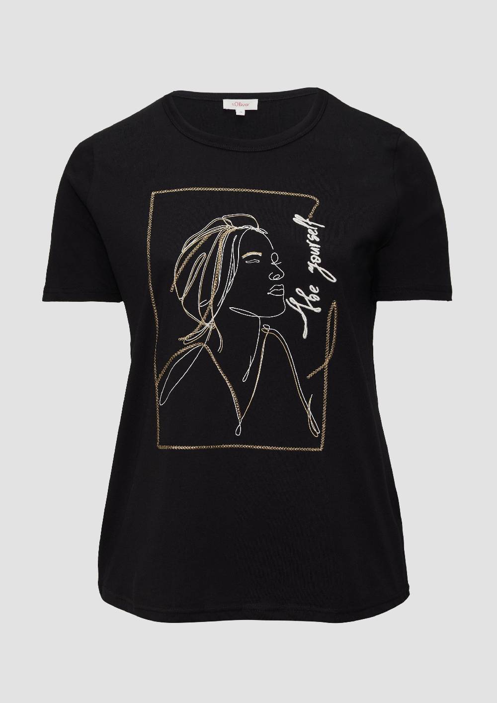 s.Oliver T-Shirt mit Stickerei-Artwork Großer Ausverkauf