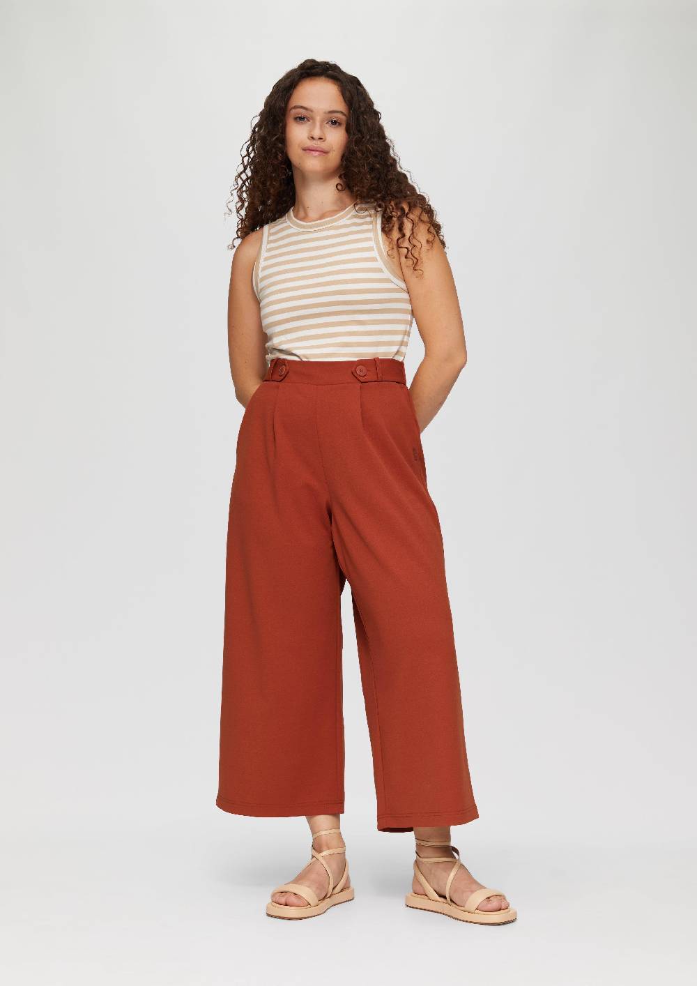 s.Oliver Elastische Wide-Leg-Hose aus Crêpe Flash Sale