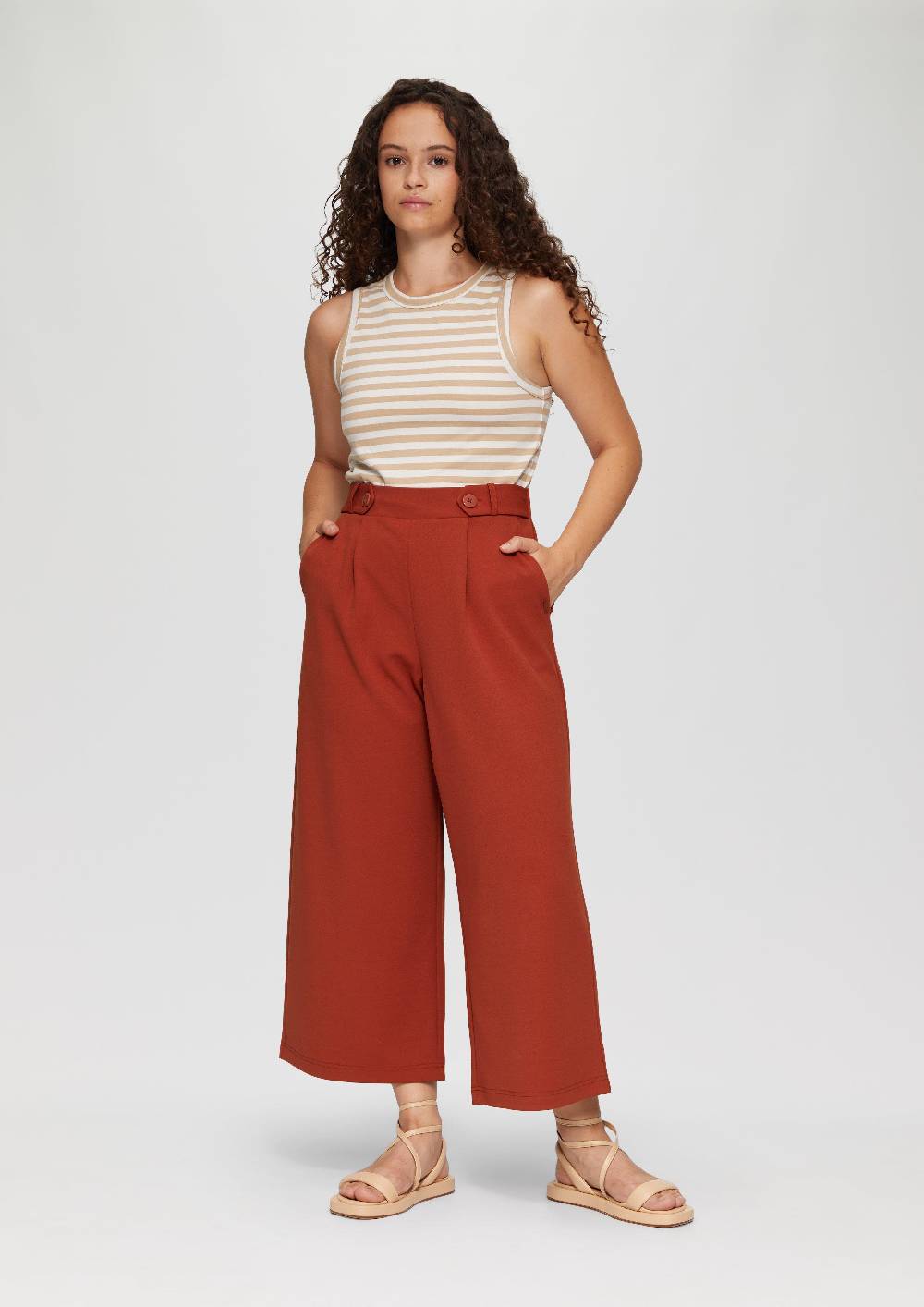 s.Oliver Elastische Wide-Leg-Hose aus Crêpe Flash Sale