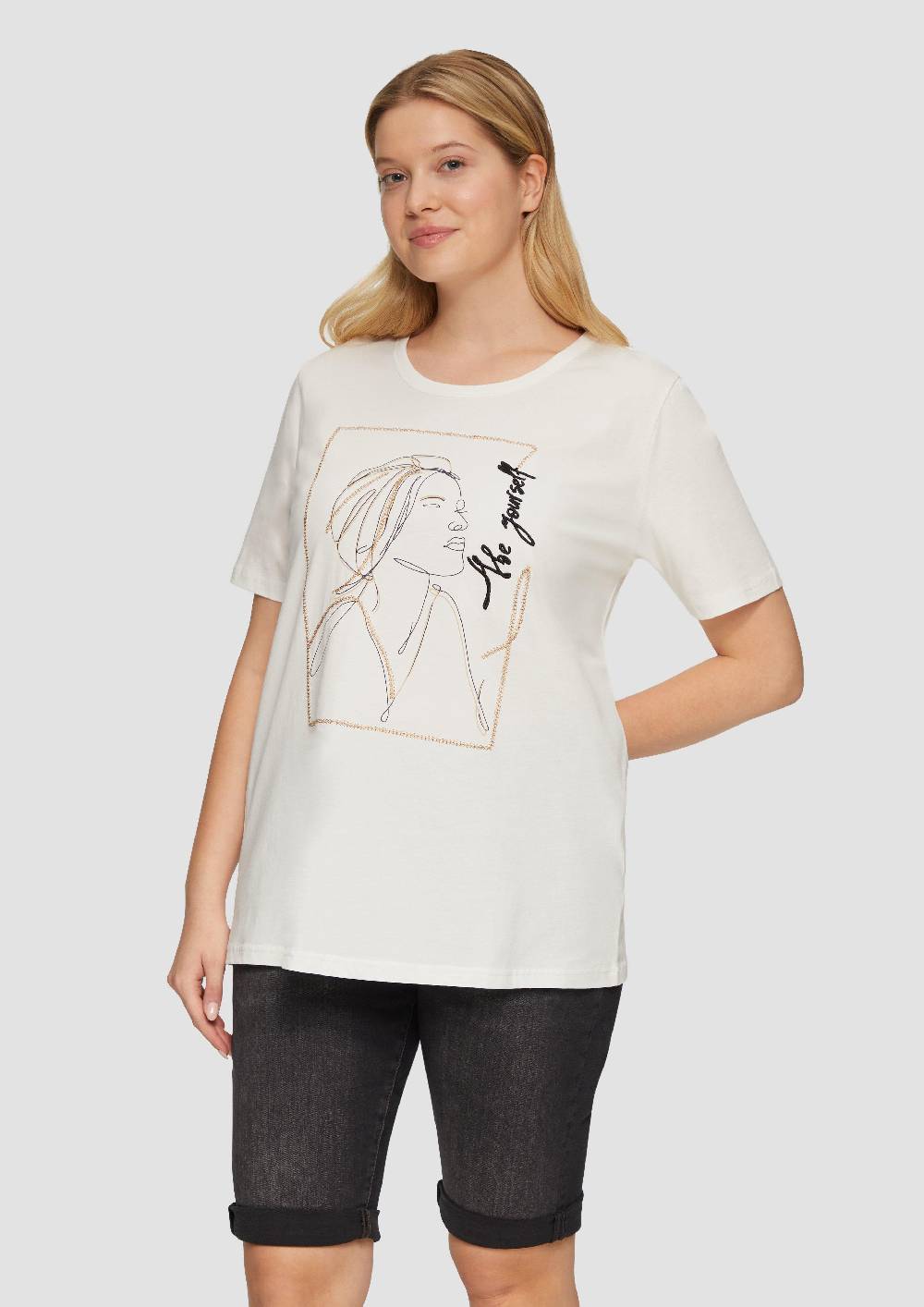 s.Oliver T-Shirt mit Stickerei-Artwork Valentinstagsangebot