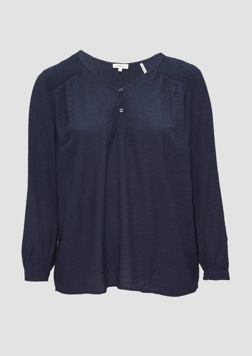 s.Oliver Strukturierte Bluse aus Viskosemix mit Smok Detail Heißer Verkauf