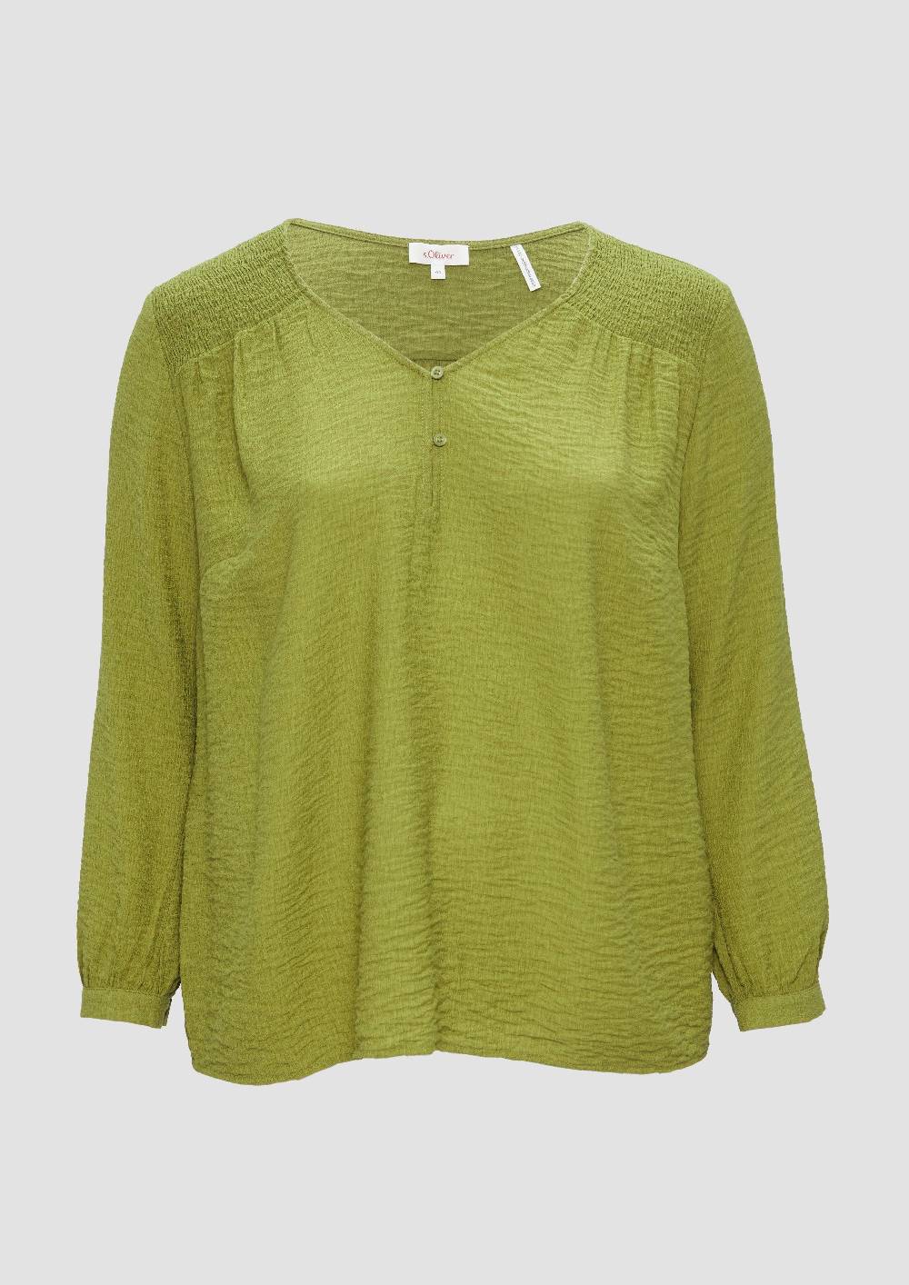 s.Oliver Strukturierte Bluse aus Viskosemix mit Smok Detail Blitzangebot