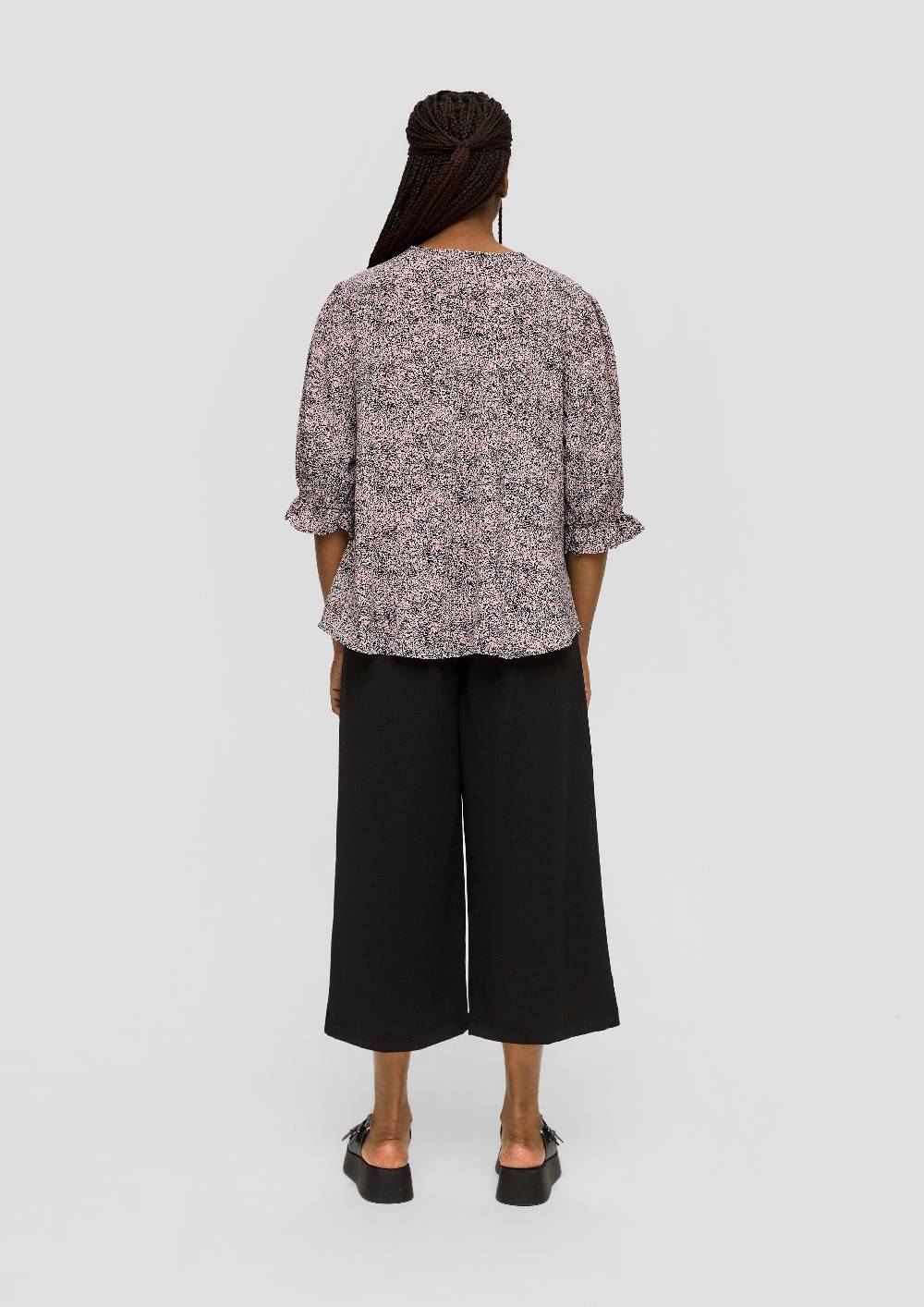 s.Oliver Kurze, gemusterte Bluse mit Raffung Neueste Stile