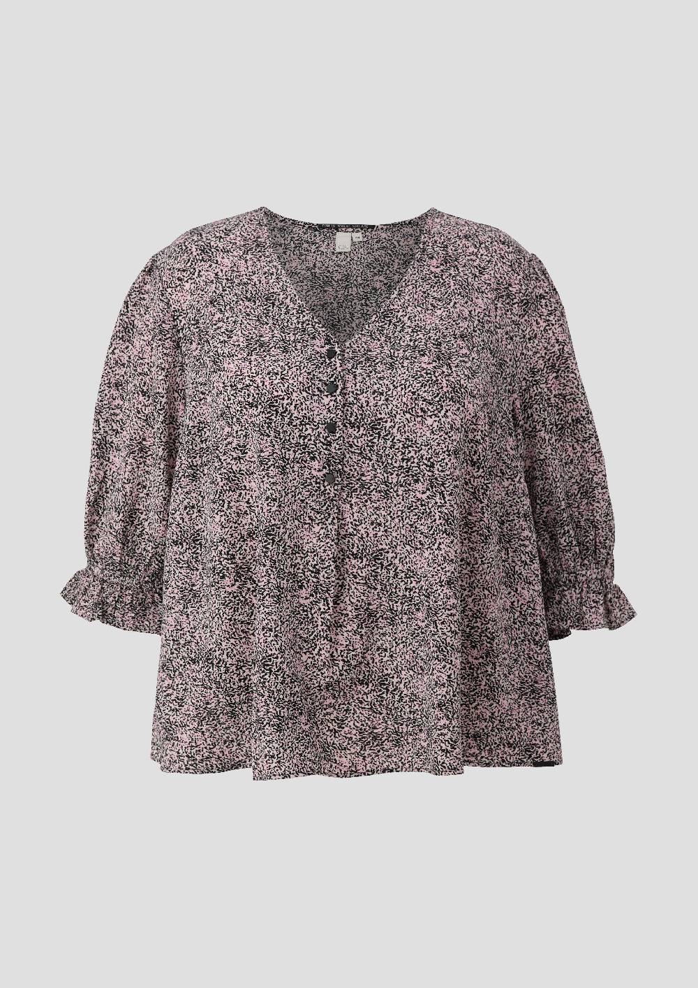 s.Oliver Kurze, gemusterte Bluse mit Raffung Neueste Stile