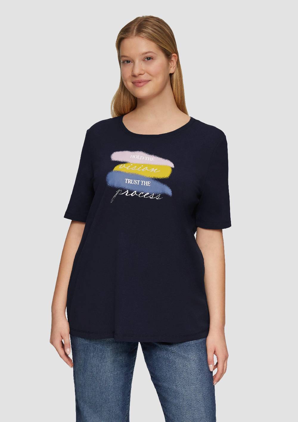 s.Oliver T-Shirt mit Rundhalsausschnitt und Front-Print Kostenloser Versand international