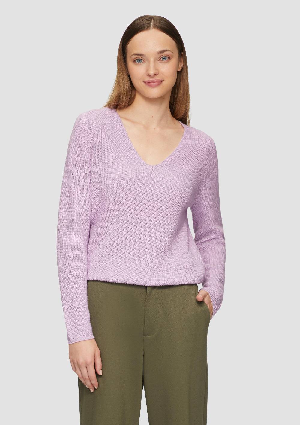 s.Oliver Strickpullover mit V-Ausschnitt und Raglan-Ärmeln Fabrikverkauf