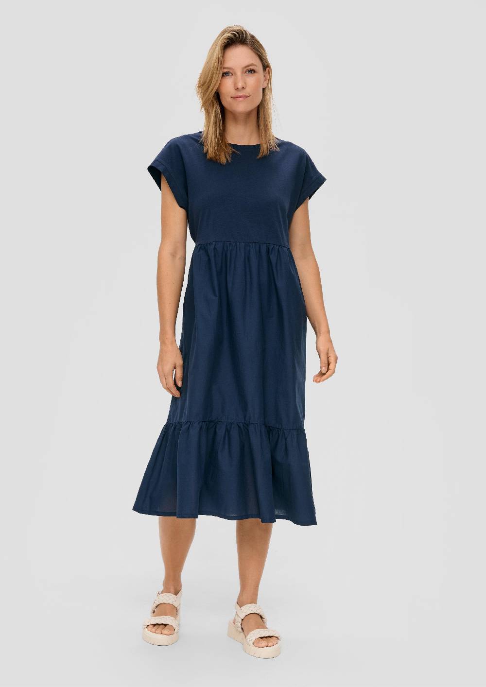 s.Oliver Luftiges Baumwollkleid im Fabricmix und Relaxed Fit Fabrik Onlineshop