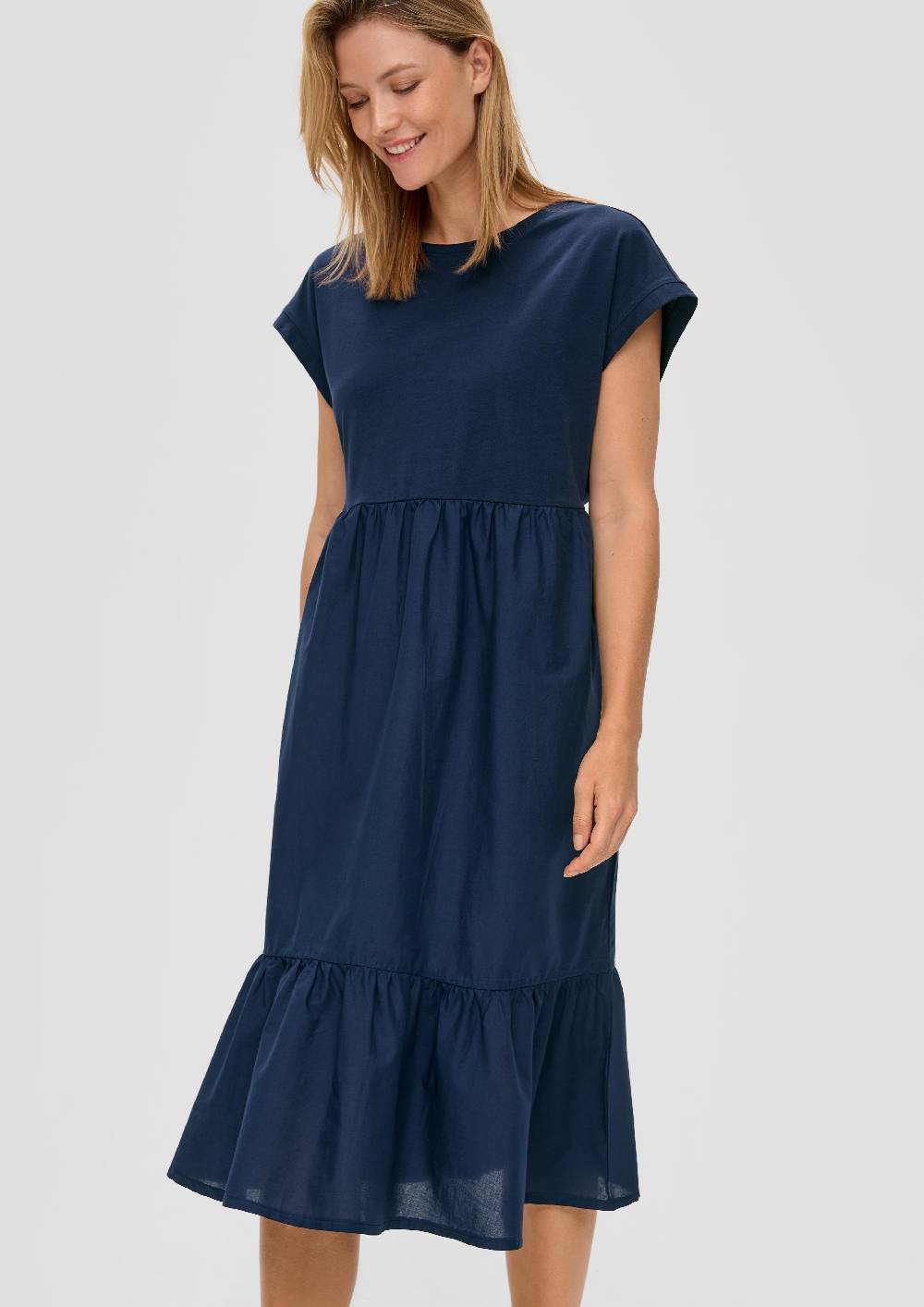 s.Oliver Luftiges Baumwollkleid im Fabricmix und Relaxed Fit Fabrik Onlineshop