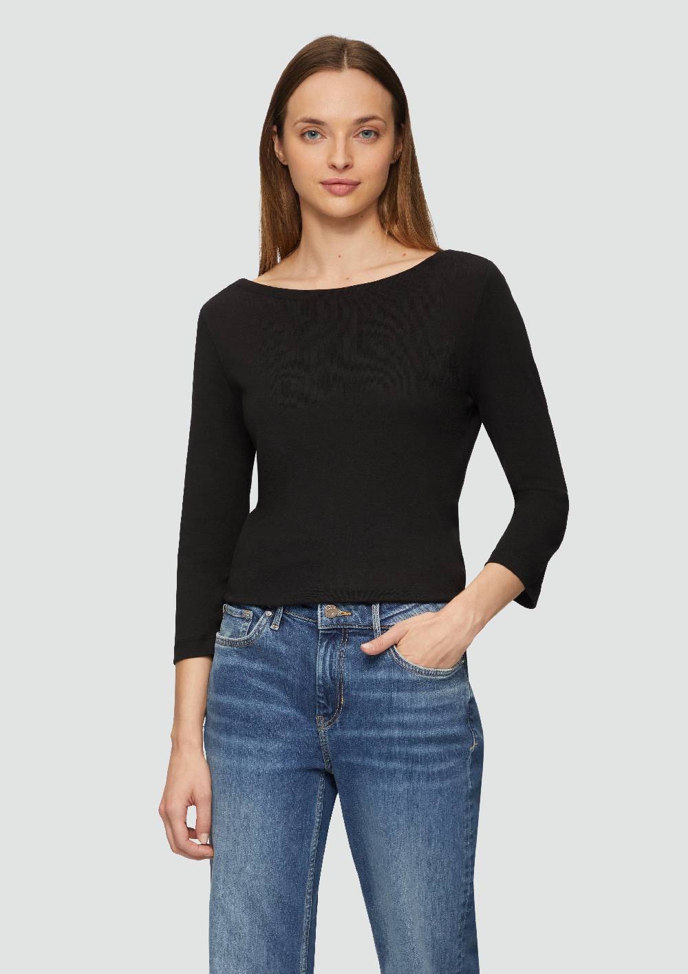 s.Oliver T-Shirt mit 3/4-Arm und U-Boot Ausschnitt Versandkostenfrei