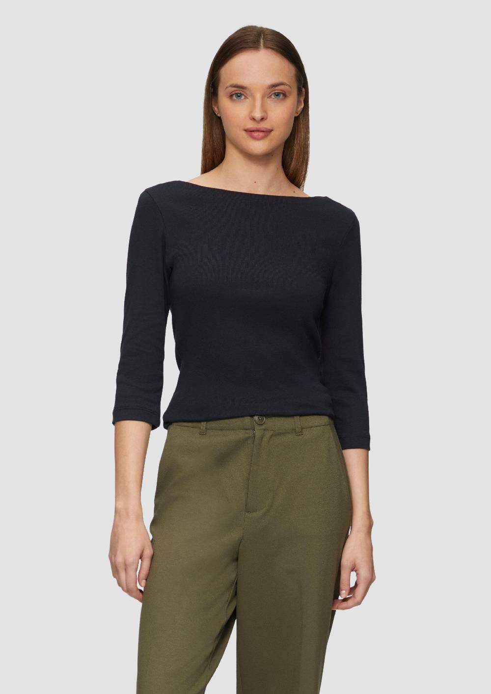 s.Oliver T-Shirt mit 3/4-Arm und U-Boot Ausschnitt Großer Ausverkauf