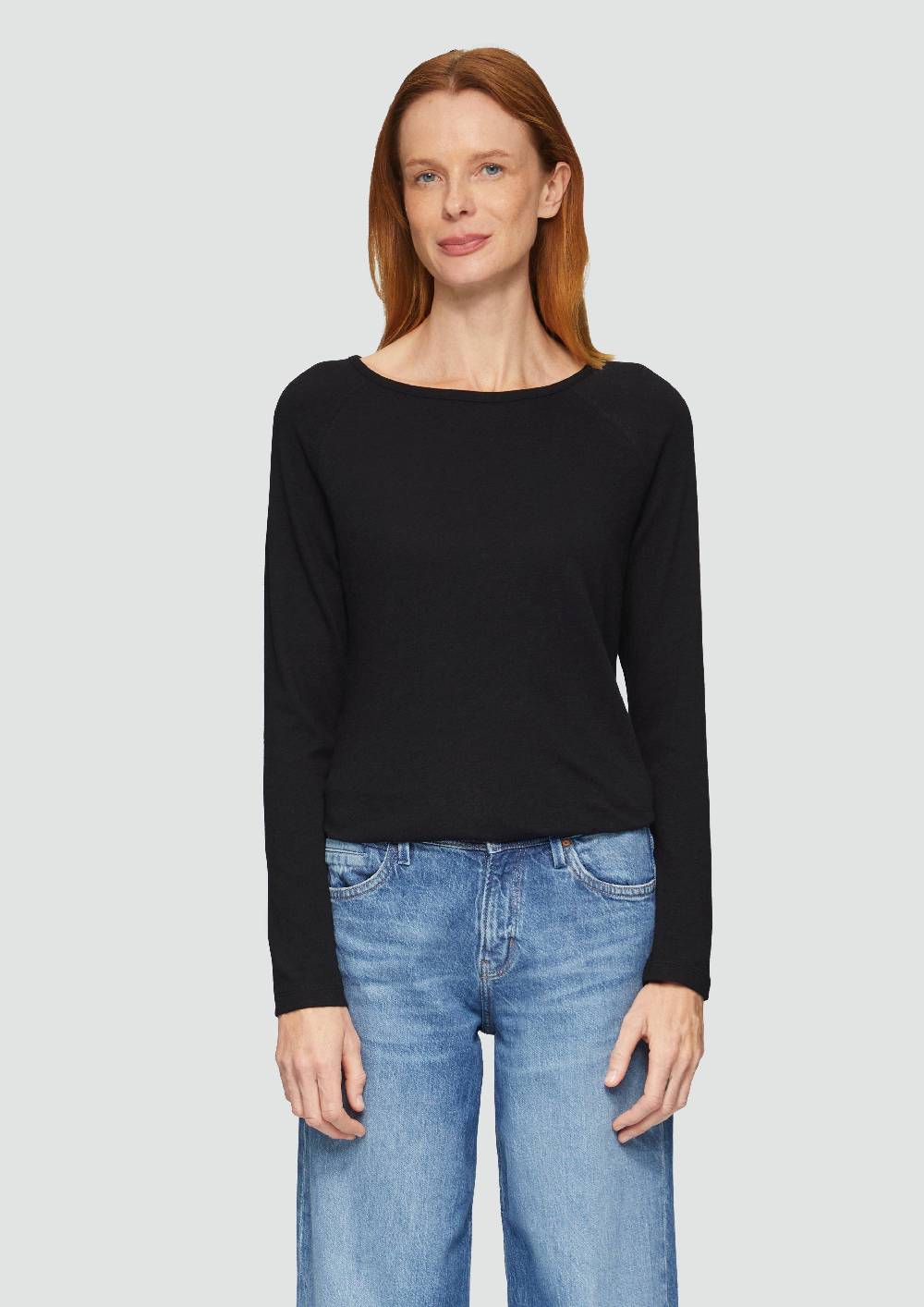 s.Oliver Langarmshirt mit Flammgarnstruktur und Raglanärmeln Begrenztes Angebot