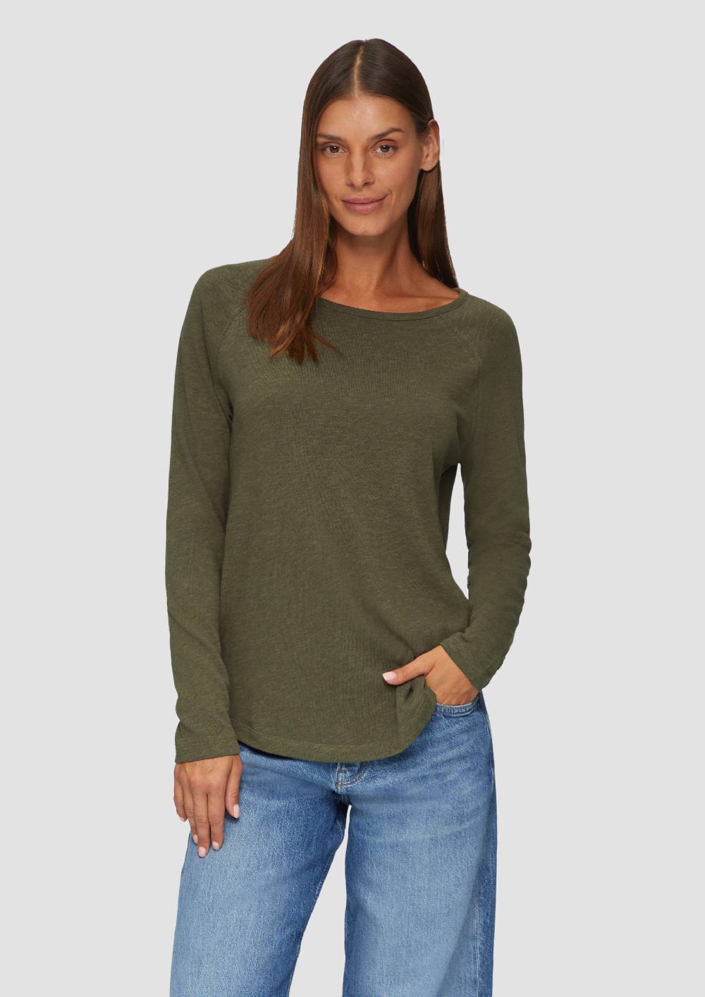 s.Oliver Langarmshirt mit Flammgarnstruktur und Raglanärmeln Online Shopping