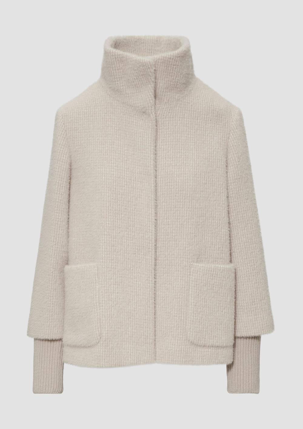 s.Oliver Flauschige Jacke mit Strickbündchen am Ärmel Blitzangebot