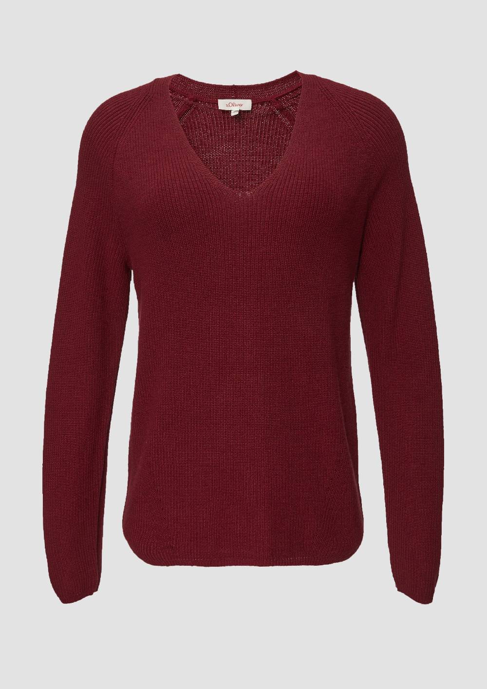 s.Oliver Strickpullover mit V-Ausschnitt aus Baumwollmix Räumungsverkauf
