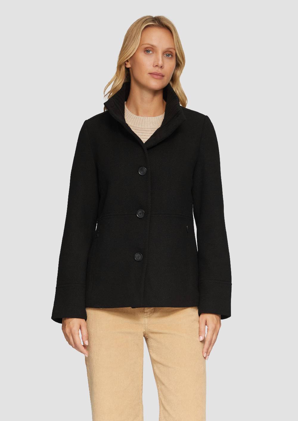 s.Oliver Twilljacke mit Strick-Stehkragen und Eingrifftaschen Riesige Ersparnisse