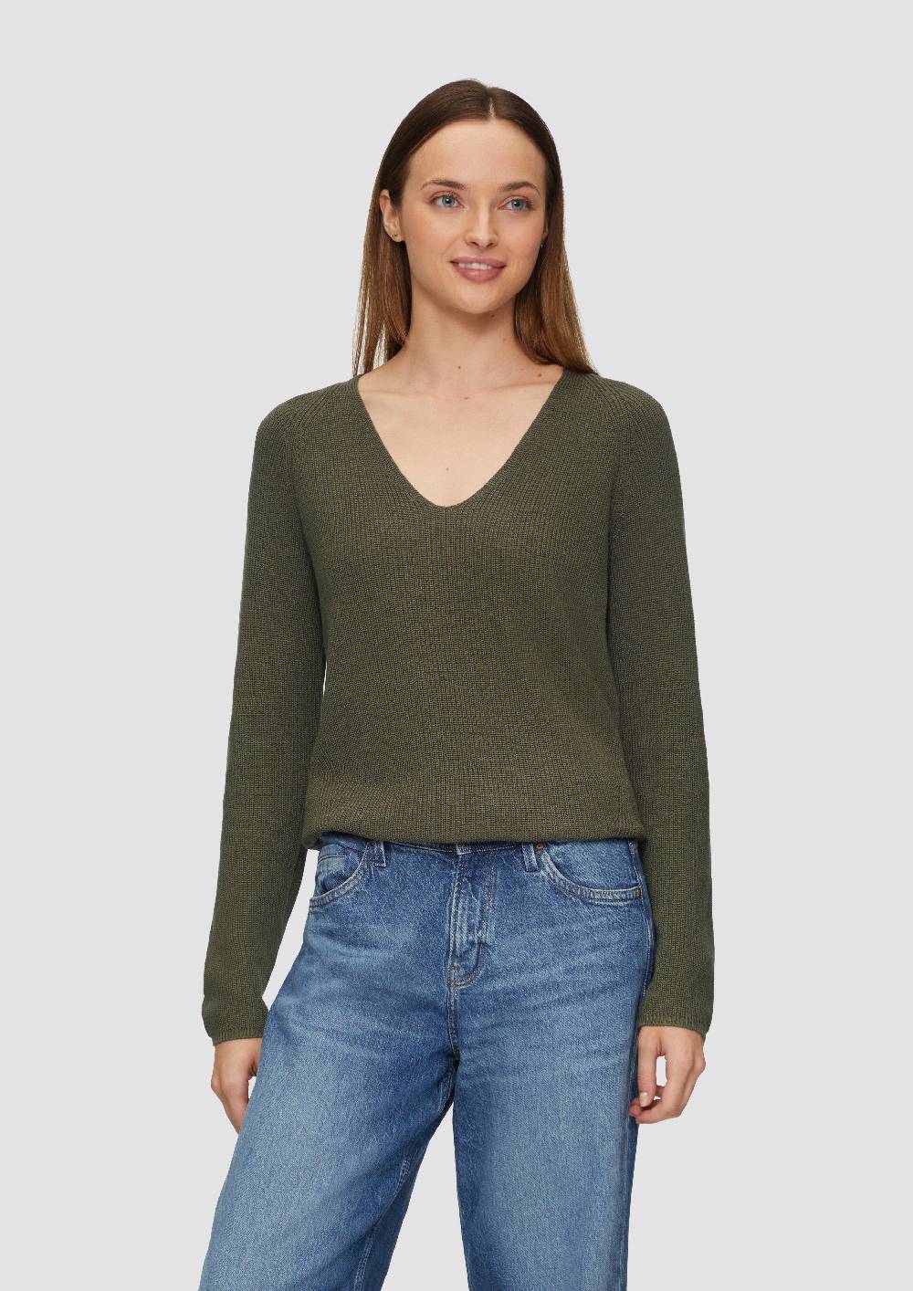 s.Oliver Strickpullover mit V-Ausschnitt und Raglan-Ärmeln Letzte 3 Tage