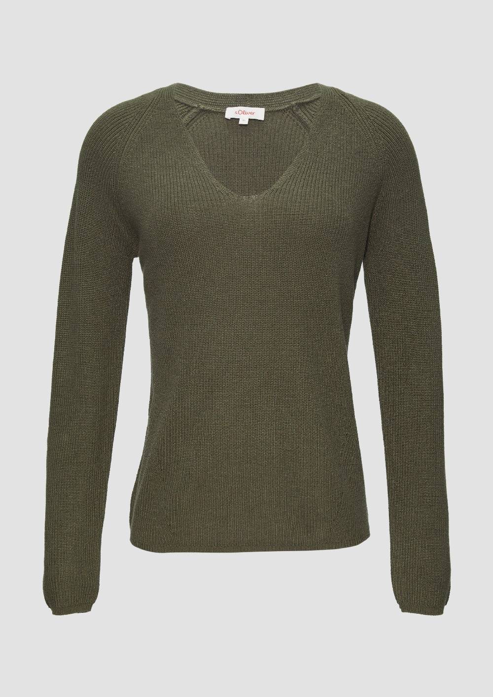 s.Oliver Strickpullover mit V-Ausschnitt und Raglan-Ärmeln Letzte 3 Tage