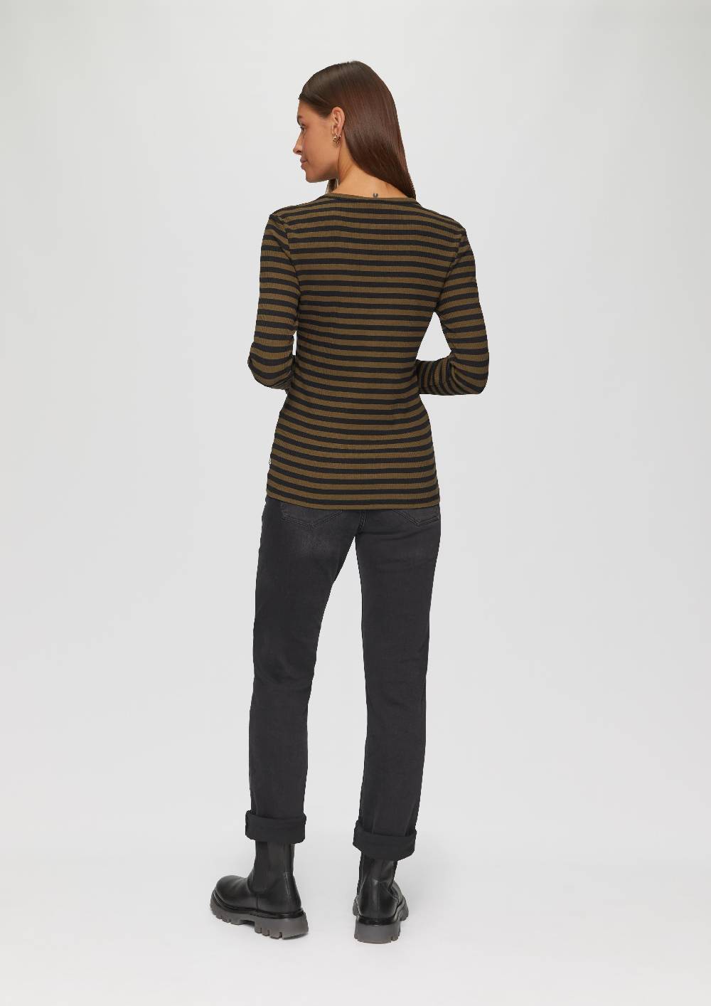 s.Oliver Geripptes Longsleeve im Slim Fit Letzter Tag