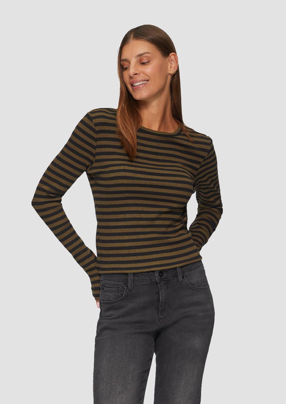 s.Oliver Geripptes Longsleeve im Slim Fit Letzter Tag