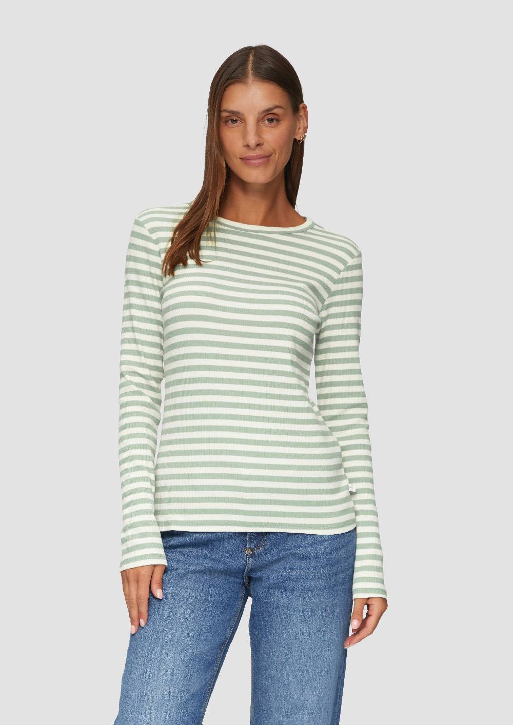 s.Oliver Geripptes Longsleeve im Slim Fit Zeitbegrenzte Promotion