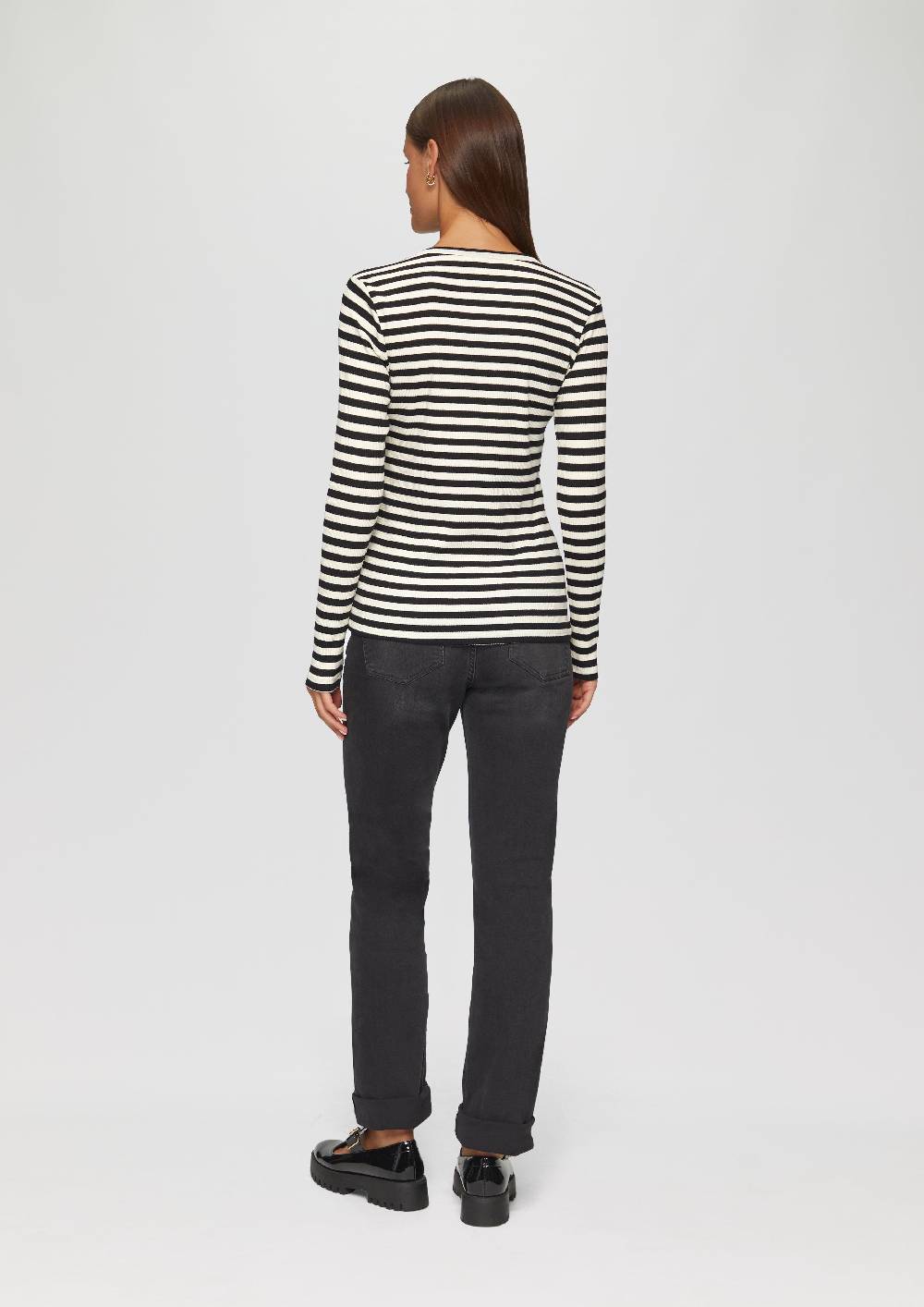 s.Oliver Geripptes Longsleeve im Slim Fit Bis zu 50% Rabatt