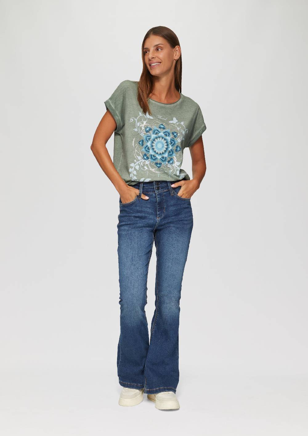 s.Oliver Gewaschenes T-Shirt mit Frontprint Bis zu 55% Rabatt