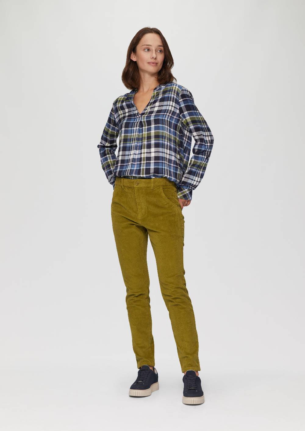s.Oliver Karierte Bluse aus Viskosemix und Krempel-Detail Discount Store für neue Produkte