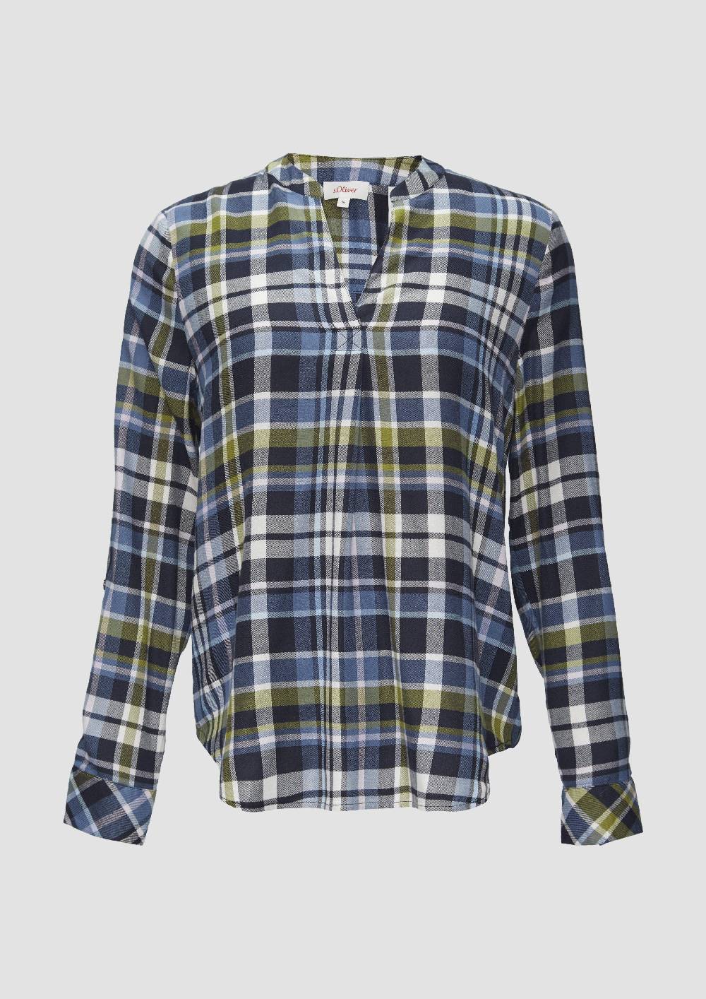 s.Oliver Karierte Bluse aus Viskosemix und Krempel-Detail Discount Store für neue Produkte