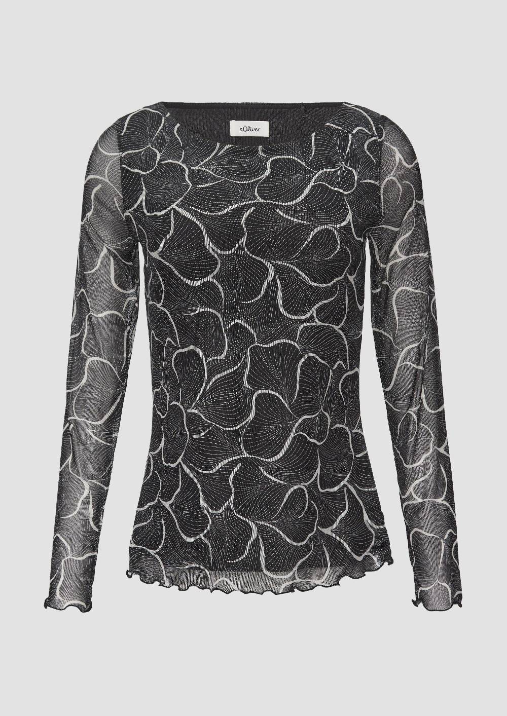s.Oliver Mesh-Shirt mit U-Boot-Ausschnitt 50% Rabatt mit kostenlosem Versand