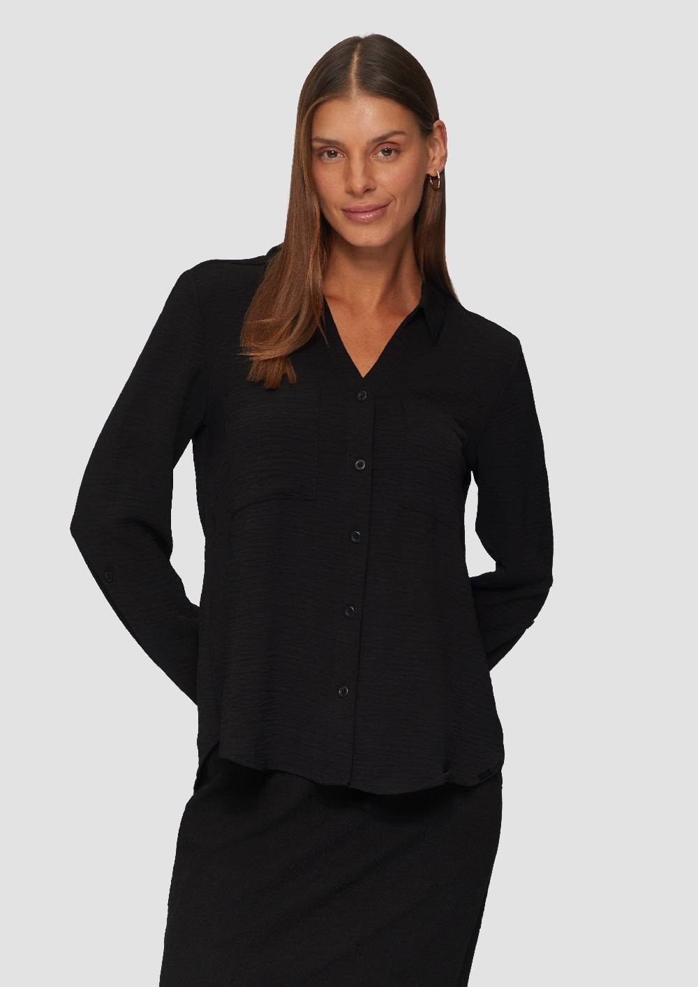 s.Oliver Crêpe-Bluse mit Brusttaschen Begrenzt auf 3 Tage