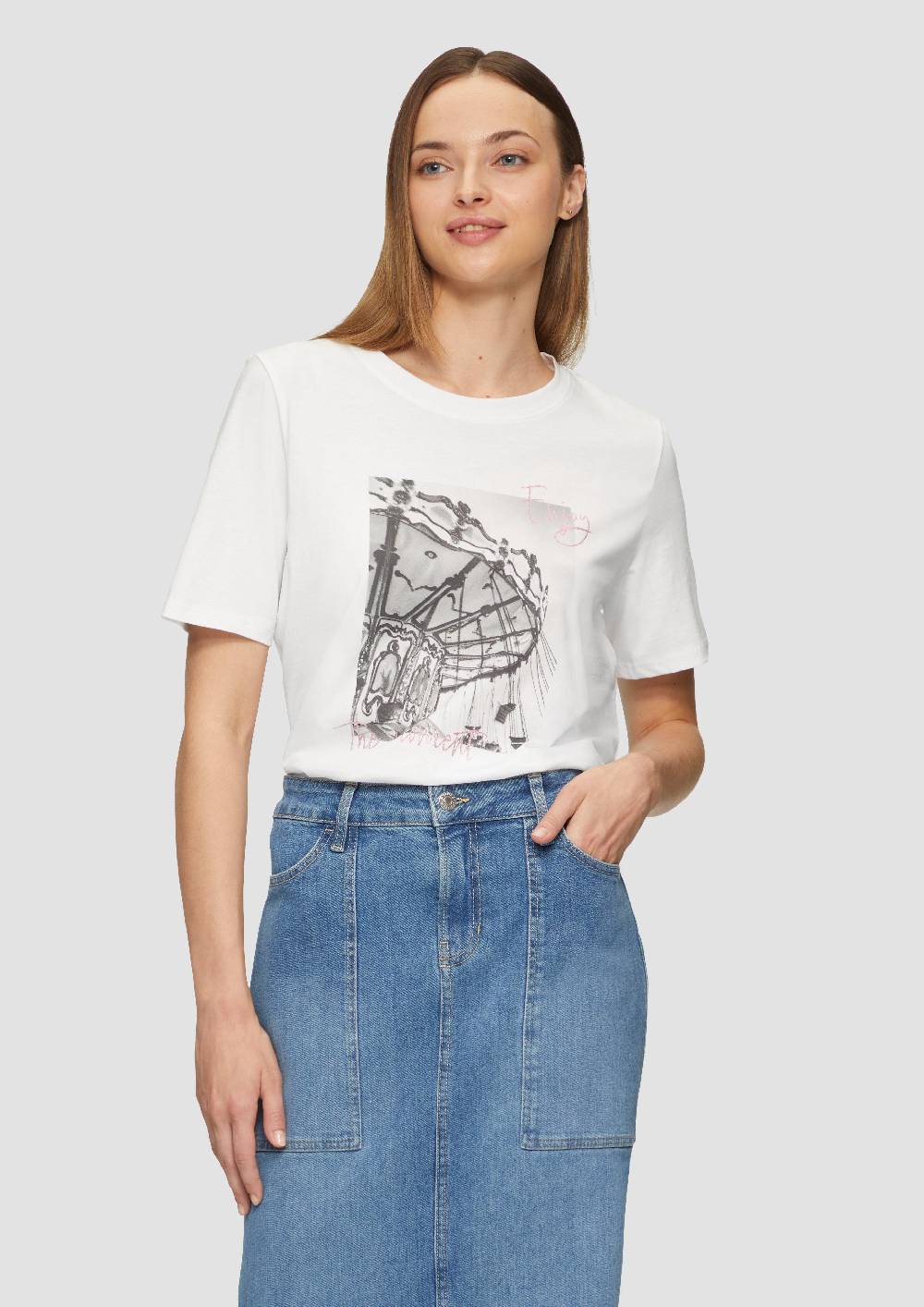 s.Oliver T-Shirt mit Frontprint und Glitzer-Detail Speichern exportieren