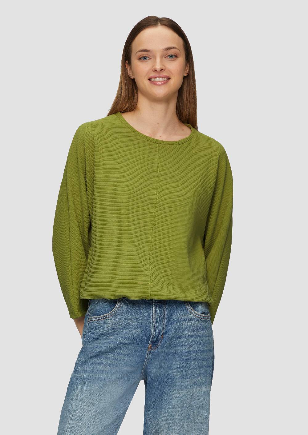 s.Oliver Strukturiertes Sweatshirt mit Fledermausarm im O-Shape Im Verkauf