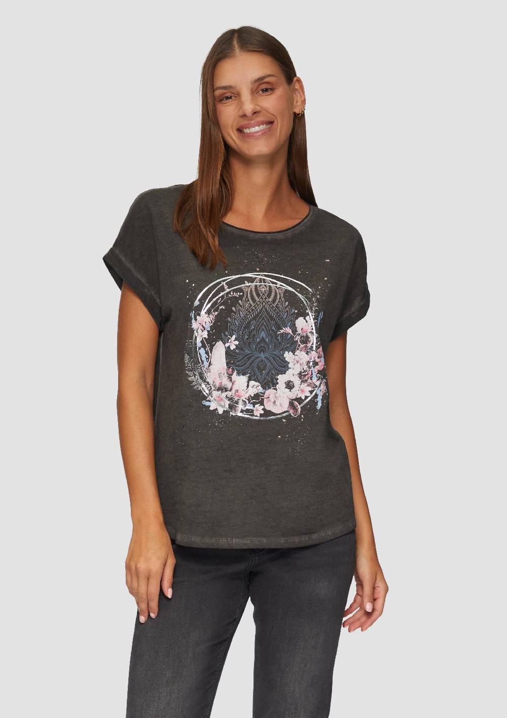 s.Oliver Gewaschenes T-Shirt mit Frontprint Rabatte dieses Monats