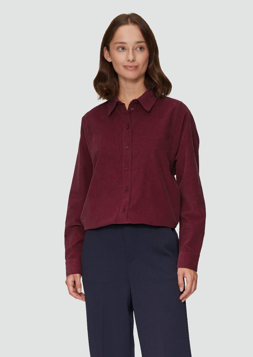 s.Oliver Cordbluse im Relaxed Fit mit Naht-Details im Angebot