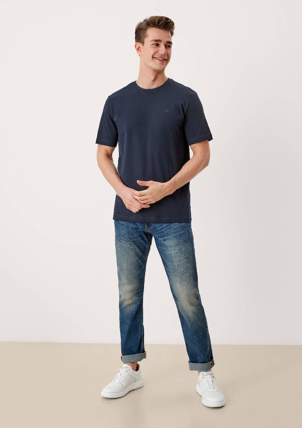s.Oliver T-Shirt mit kleinem Logo-Print Fabrikverkauf