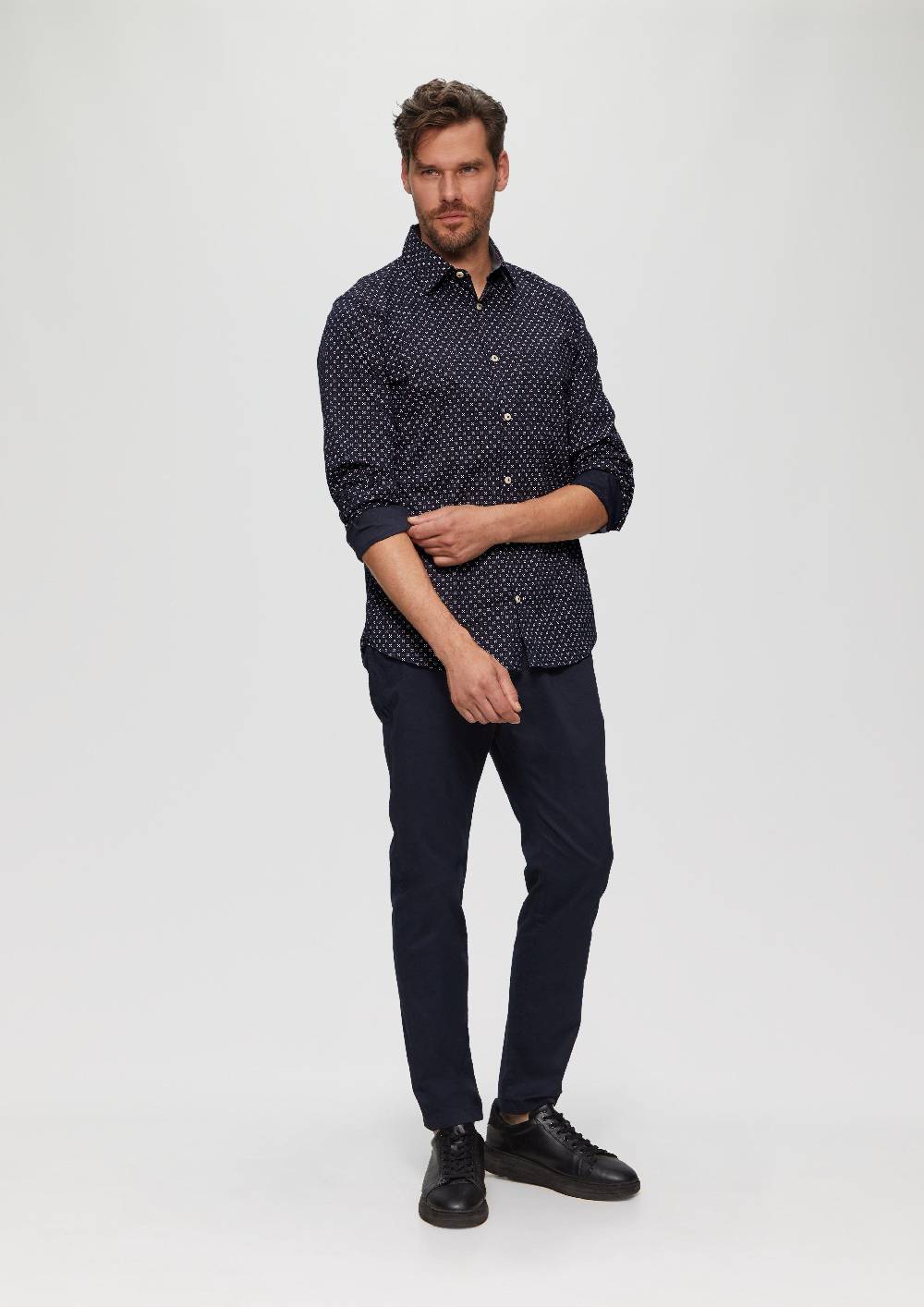 s.Oliver Slim Fit: Gemustertes Hemd aus Baumwollmix Versandkostenfrei