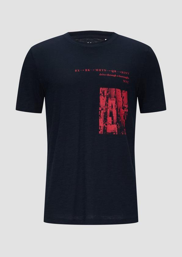s.Oliver Printshirt aus Baumwolle mit Flammgarnstruktur