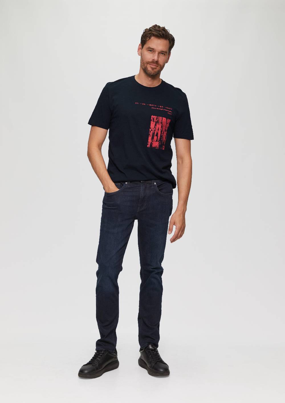 s.Oliver Printshirt aus Baumwolle mit Flammgarnstruktur Exklusivangebot