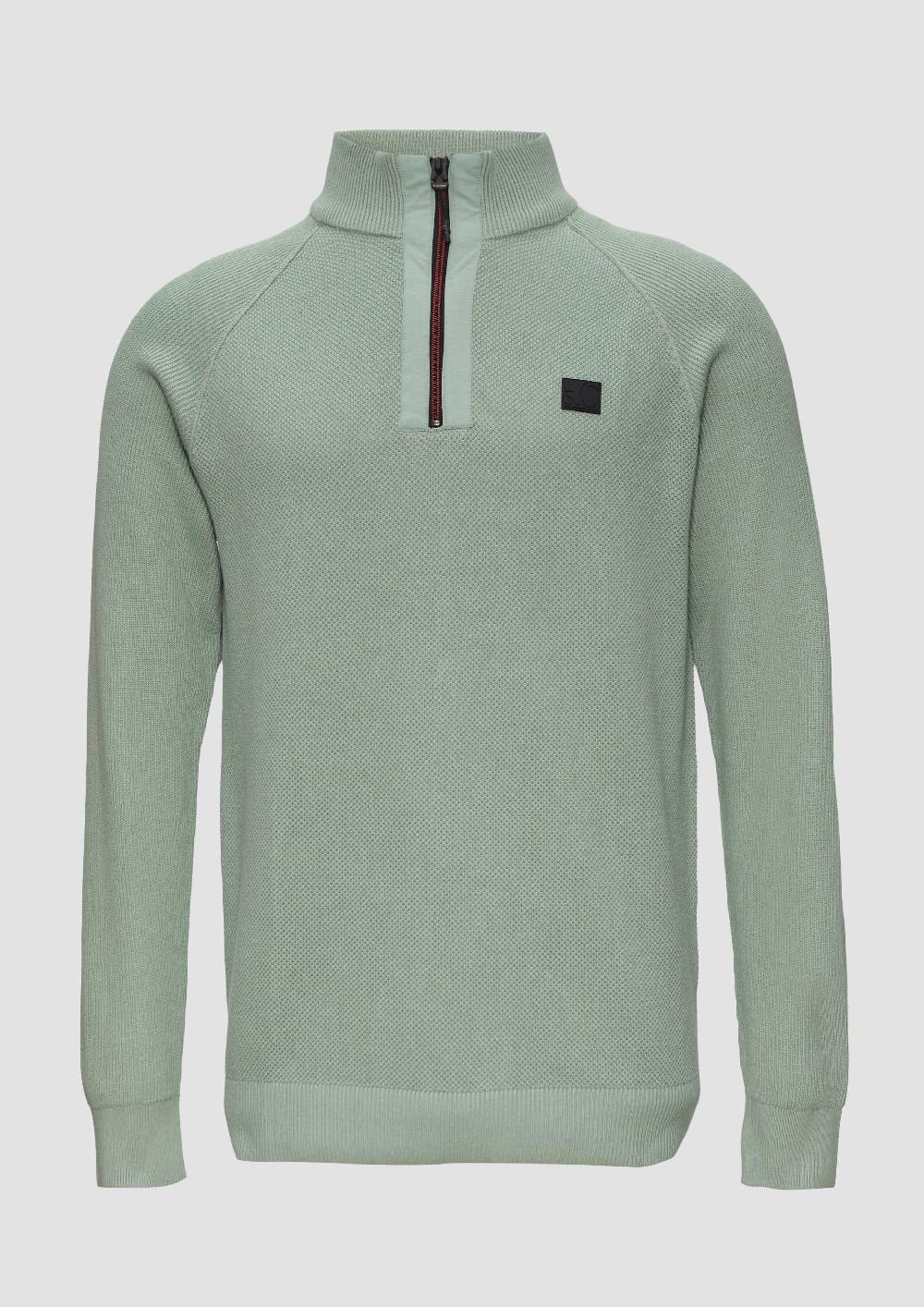 s.Oliver Strickpullover mit Troyer-Kragen und Strukturmix Vatertagsangebot